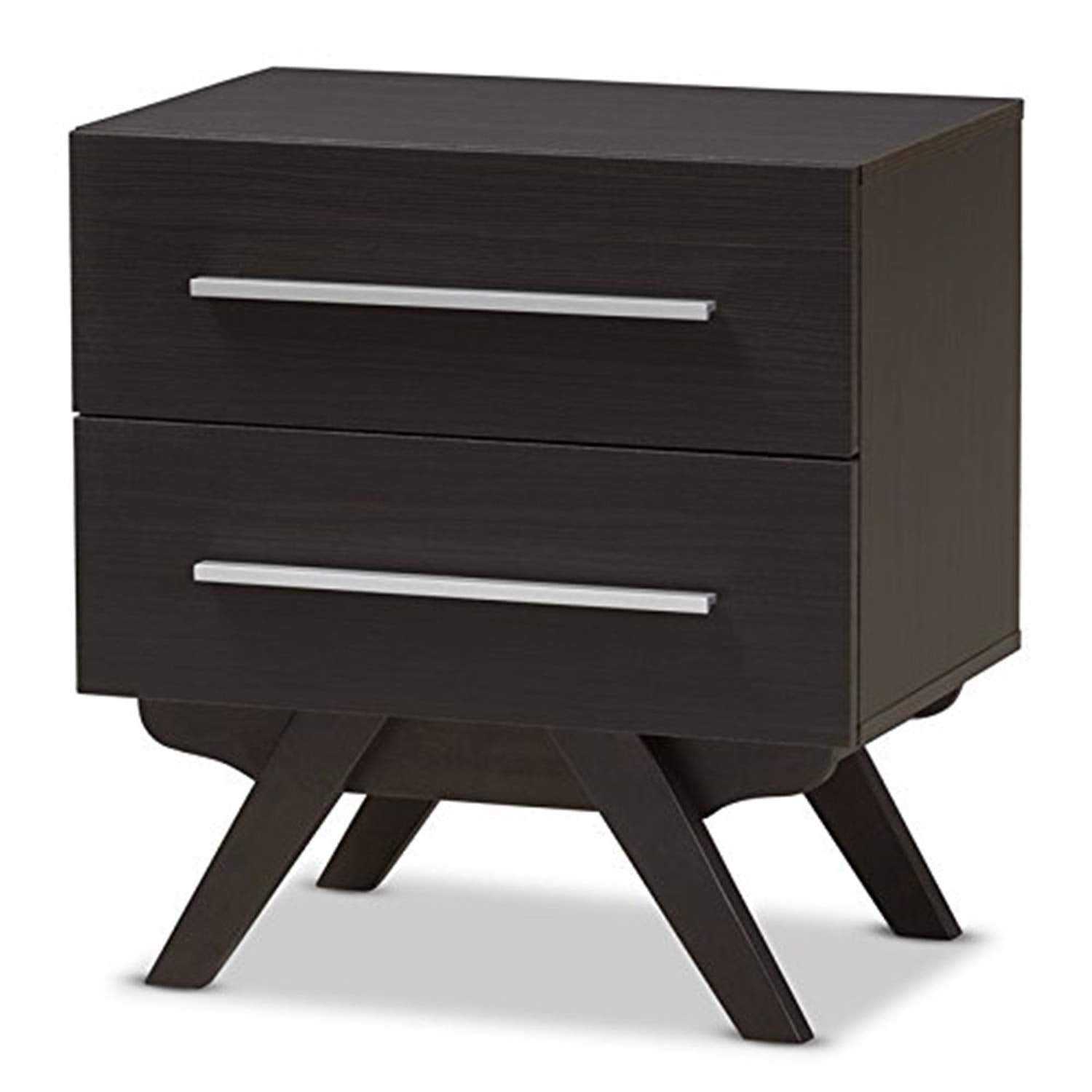 Baxton Studio Auburn 2 Drawer Nightstand in Dark Brown